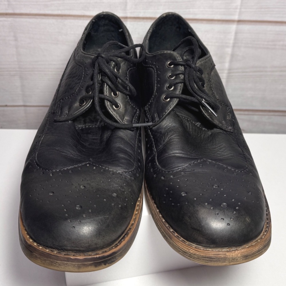 Bed Stu Mens Black Leather Wingtip Brogue Oxford Shoes Size 11.5 Handcrafted